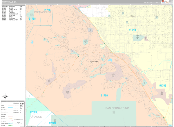 Chino Hills, CA Wall Map